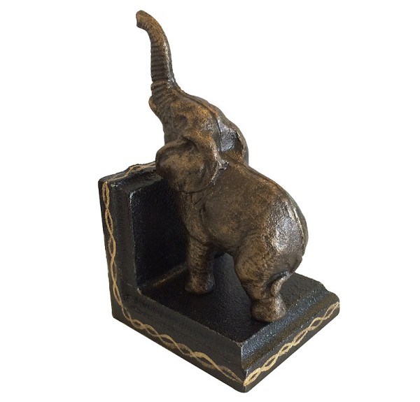 Buchstütze Elefant 2 Stück Buchständer Gusseisen Kolonialstil Antik-Stil