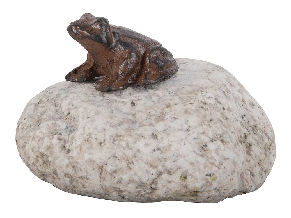Dekofigur Frosch Gusseisen auf Stein Gartendeko Animals on the Rocks