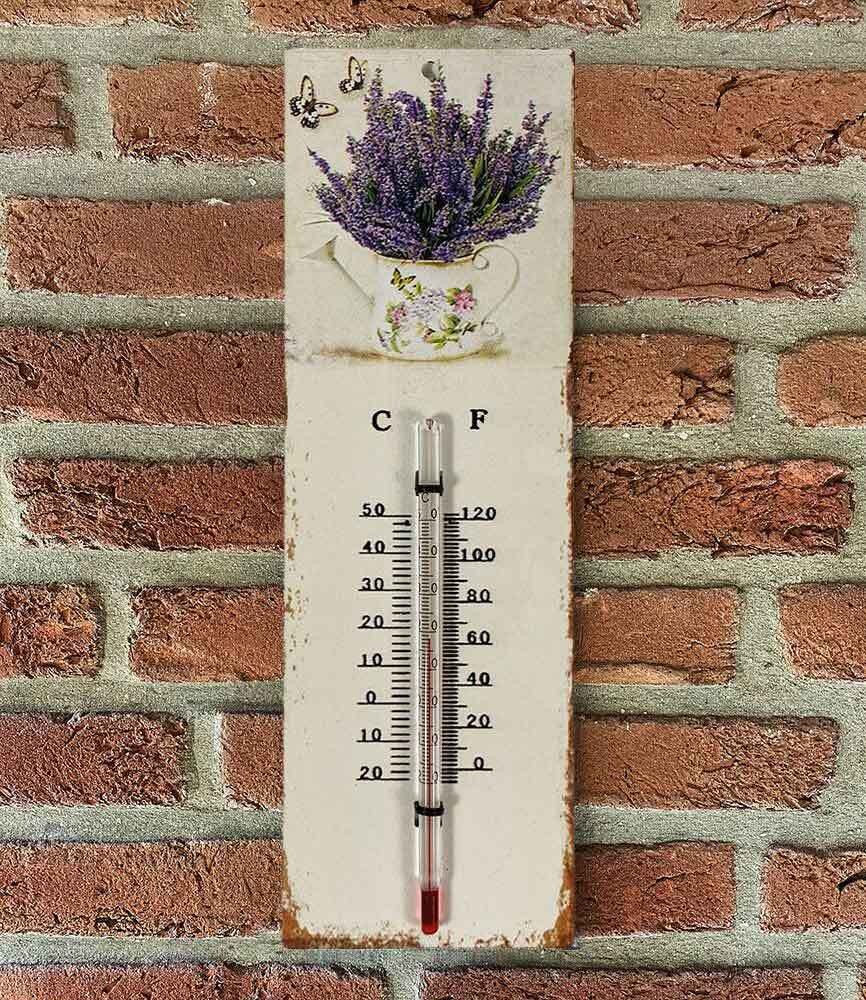 Wandthermometer Lavendel Thermometer Vintage Lavande Nostalgie Blechschild