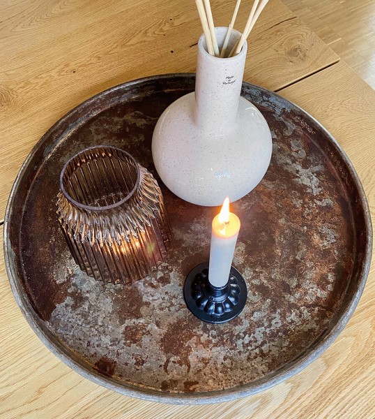 Tablett Rund Zink Vintage Zinktablett Dekotablett Eisen Landhausstil Groß 55cm