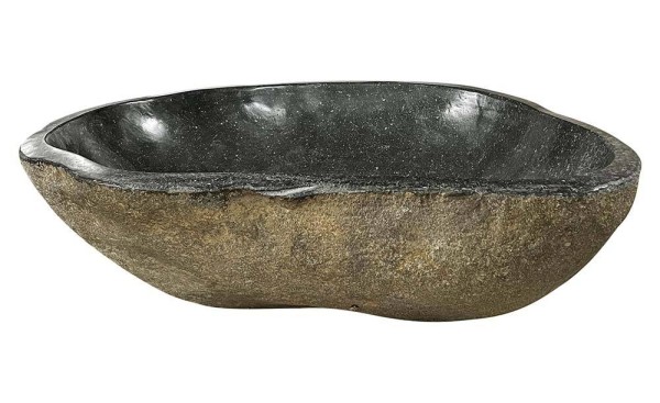 Naturstein Schale Groß Miniteich Teichschale Flussstein Becken Vogeltränke 58cm