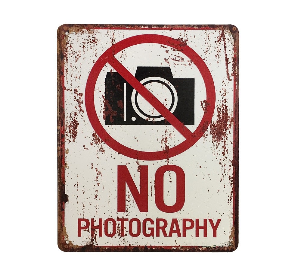 Blechschild NO PHOTOGRAPHY Dekoschild Fotografieren verboten Antik-Stil 25x20cm