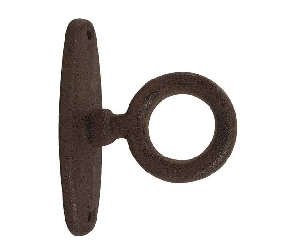 Anbindering mit Platte Gusseisen Antik-Stil Befestigungsring Braun 6cm