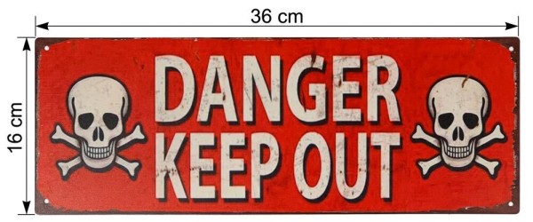 Blechschild DANGER KEEP OUT Retro Vintage Deko Betreten verboten 36 x 31 cm