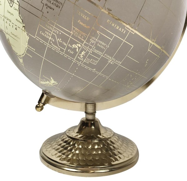 Design Globus Grau-Gold Ø 20cm – Edle Weltkugel mit Metallfuß für Büro & Deko