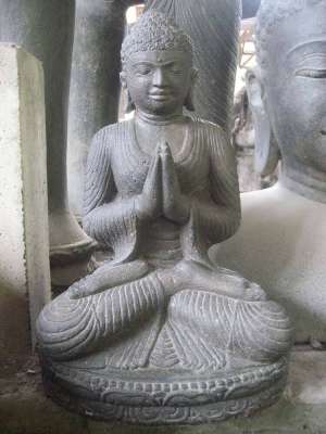 Buddha Steinfgur Aus Steinguss, Handbemalt, 25 Cm Hoch, Frostfest | Gartenfigur Deko Innen & Außen