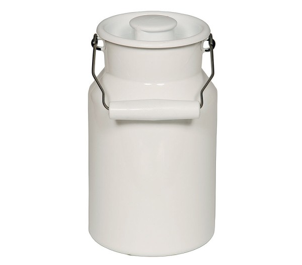 Riess Milchkanne mit Deckel Emaille Weiß 1L