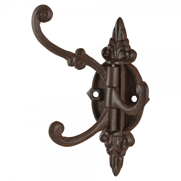 Wandgarderobe Nostalgie schwenkbar Garderobenhaken Gusseisen Braun 21cm