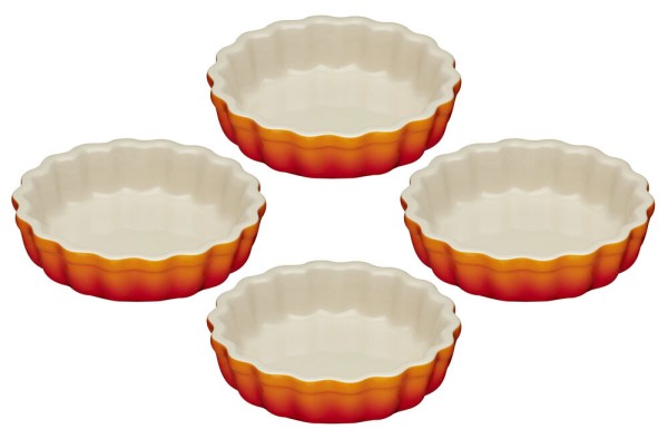 Le Creuset Tarte-Form 4er-Set Steinzeug Ofenrot 11cm