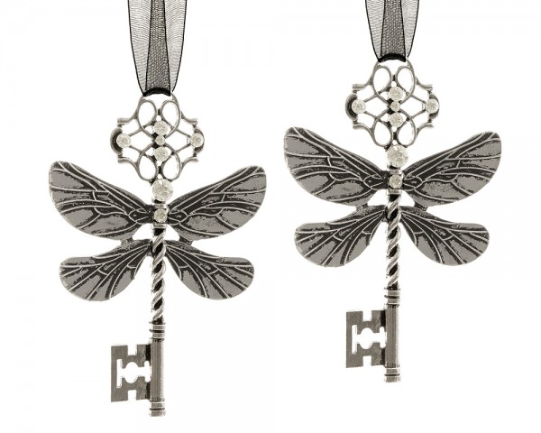 Fliegende Schlüssel mit Flügeln Silber 2 Stück Christbaumschmuck Weihnachtsdeko