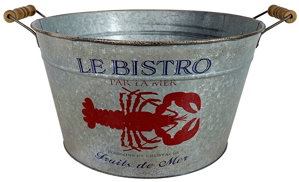 Pflanzgefäß Zinkwanne Hummer Fruit de Mer Vintage Blumenkübel Zink Rund 34 günstig online kaufen