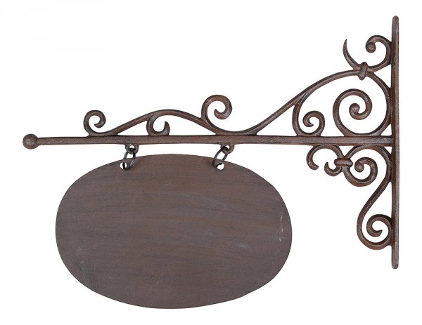 Rustikales Türschild Namenschild Oval Gusseisen Antik-Braun