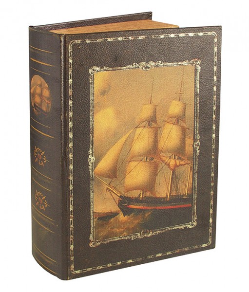 Hohles Buch mit Geheimfach Buchversteck Segelschiff Antik-Stil 27,5cm