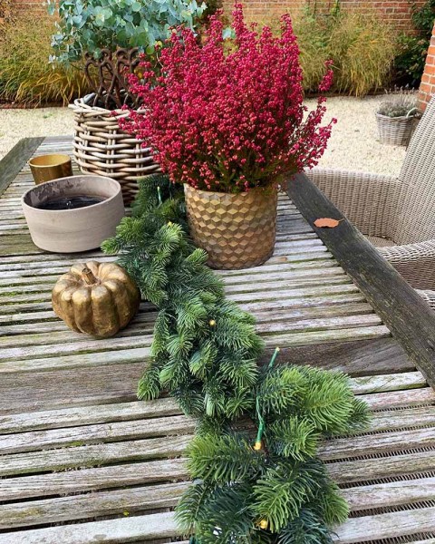 Tannengirlande Naturgetreu LED Beleuchtet Weihnachtsgirlande Außenbereich Timer 180cm