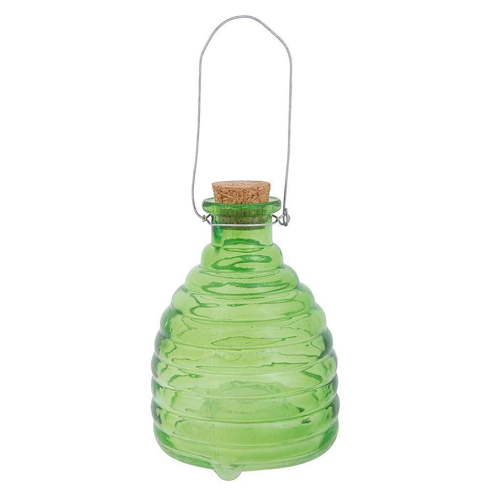 Wespenfalle Glas Grün zum Aufhängen Instektenfalle Wespenglas Garten 13cm