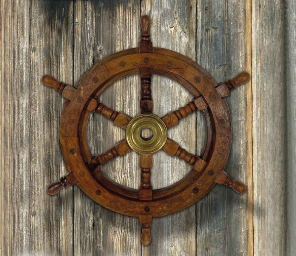Schiffssteuerrad Ruder Steuerrad Schiff Holz Messing Maritim Nostalgie 32 cm