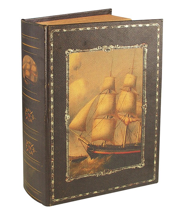 Hohles Buch mit Geheimfach Buchversteck Segelschiff Antik-Stil 21cm