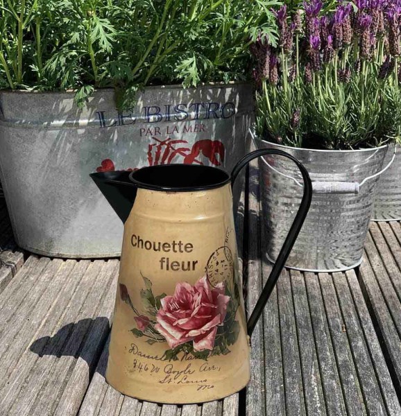 Deko Krug Rose Chouette fleur Krug Gießkanne Kanne Wasserkrug Landhausstil