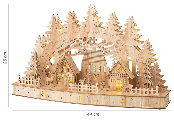 Schwibbogen beleuchtet Lichterbogen Holz Weihnachtsdorf Weihnachten Timer