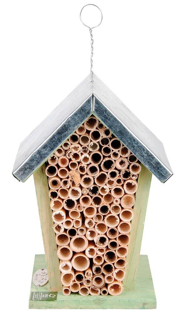 Insektenhotel mit Blechdach Verzinkt Bienenhaus Nisthilfe Überwinterung