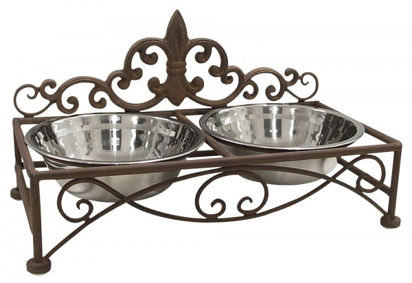 Nostalgischer Futternapf Lilie Fressnapf Doppelt Hund Katze Eisen Braun