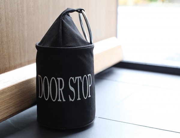Türstopper Boxsack Door-Stop Sandsack Schwarz mit Ring Vintage-Stil