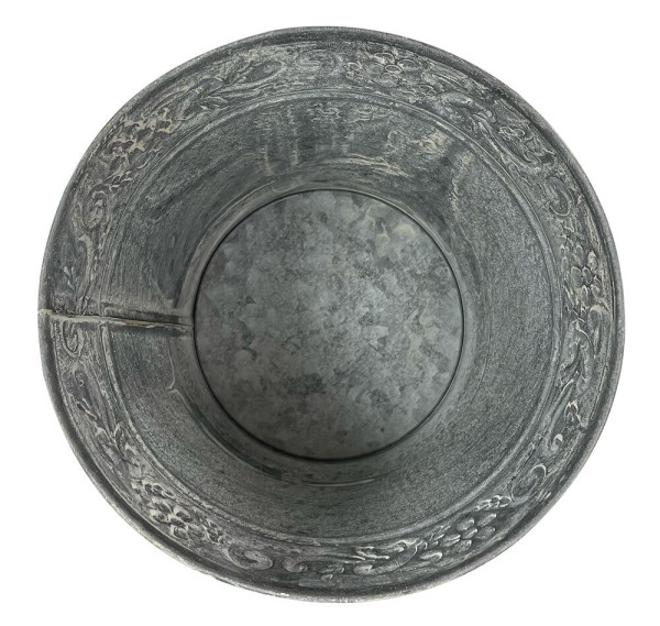 Zink Blumentopf Vintage-Stil Rund Pflanztopf Zinktopf Landhaus Grau