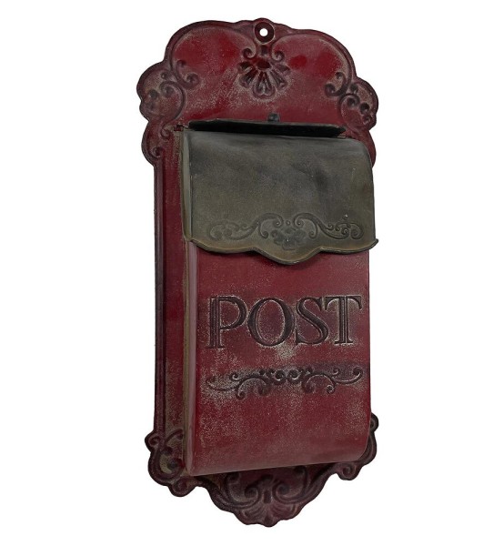 Briefkasten POST Zink Vintage Postkasten Rot patiniert Wandbriefkasten Landhaus