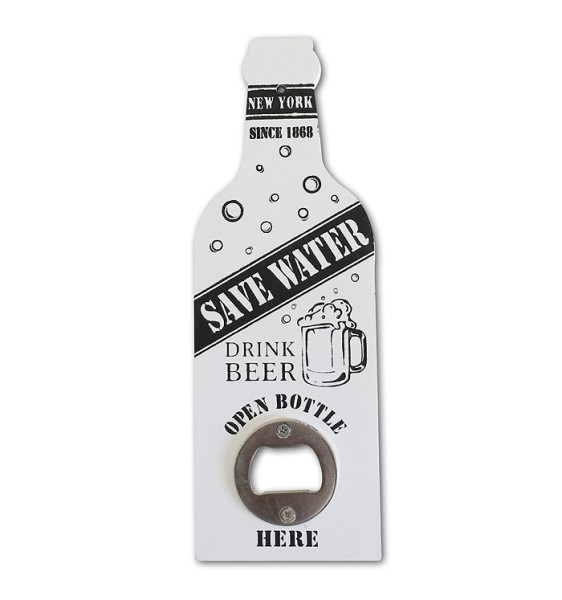 Flaschenöffner SAVE WATER - DRINK BEER New York Vintage Wandflaschenöffner