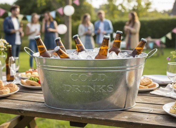 Getränkekühler Zinkwanne XL Cold Drinks Großer Sektkühler f Flaschen Gartenparty
