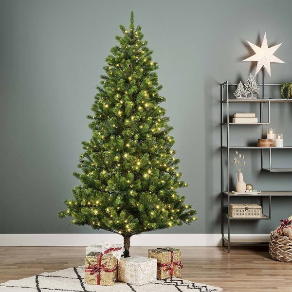 Weihnachtsbaum Künstlich Tanne Premium 210 cm Naturgetreu mit LED Beleuchtung